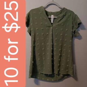 B Olive Green Textured Women's Top